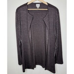 Chico's Travelers Slinky‎ Knit Open Front Cardigan 3 XL Chocolate Brown Metallic